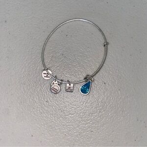 Alex & Ani Energy Living Water Blue Teardrop Silver Bangle Bracelet